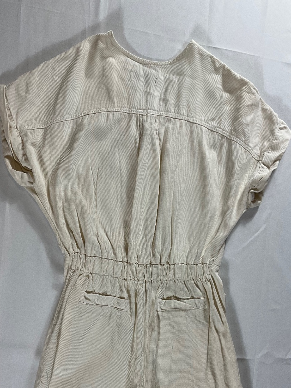 Zara Girls Cream Short Sleeve Linen Blend Utility Romper with Pockets Size 11-12 - Picture 7 of 10